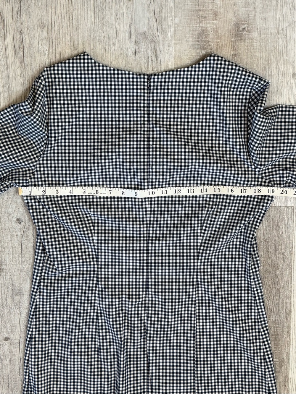 J. McLaughlin Letty Gingham Ruffle Bell Sleeve Sheath Dress Navy White size M - Picture 10 of 14